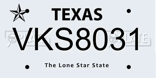 VKS8031 Texas License Plate