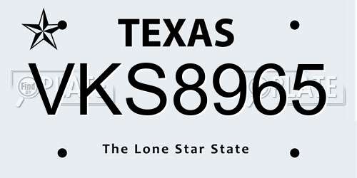 VKS8965 Texas License Plate