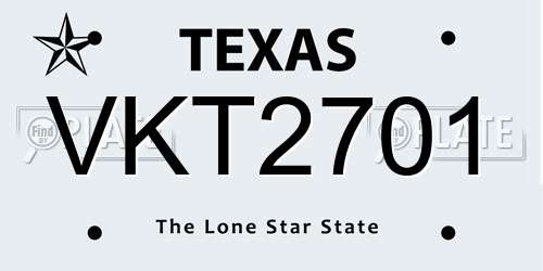 VKT2701 Texas License Plate