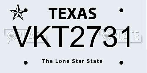VKT2731 Texas License Plate