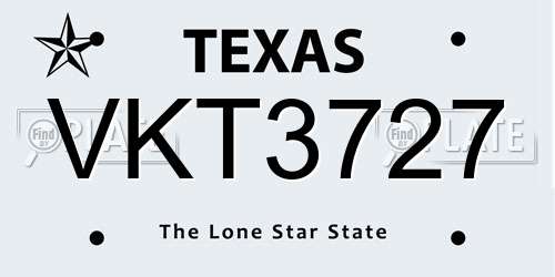VKT3727 Texas License Plate