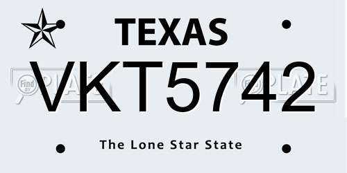 VKT5742 Texas License Plate