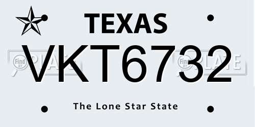 VKT6732 Texas License Plate
