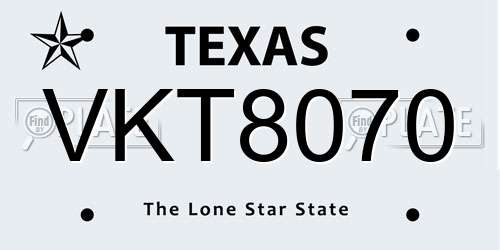 VKT8070 Texas License Plate