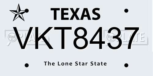VKT8437 Texas License Plate