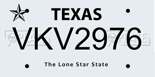 VKV2976 Texas License Plate