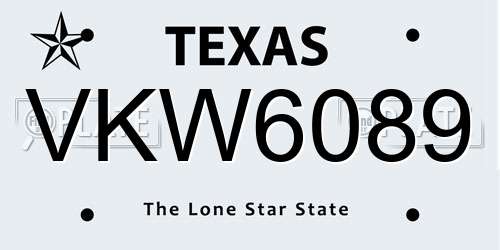 VKW6089 Texas License Plate