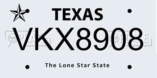 VKX8908 Texas License Plate