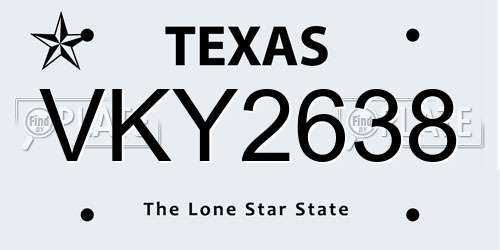 VKY2638 Texas License Plate