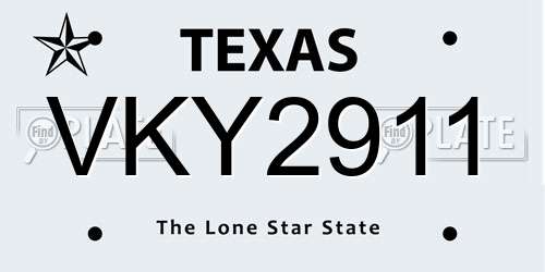 VKY2911 Texas License Plate