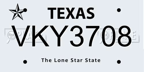 VKY3708 Texas License Plate