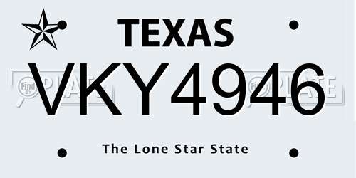 VKY4946 Texas License Plate