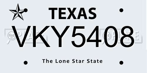 VKY5408 Texas License Plate
