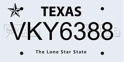 VKY6388 Texas License Plate