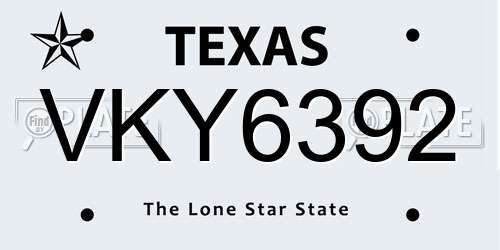 VKY6392 Texas License Plate