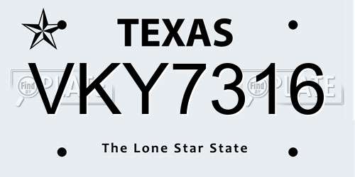 VKY7316 Texas License Plate