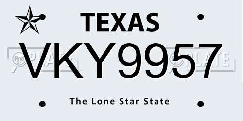 VKY9957 Texas License Plate