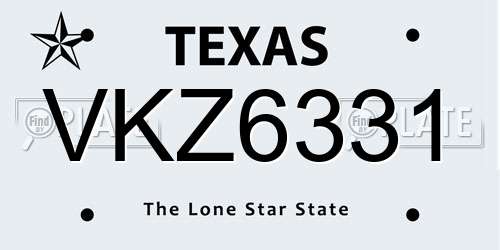 VKZ6331 Texas License Plate