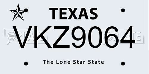 VKZ9064 Texas License Plate