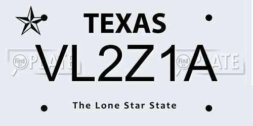 VL2Z1A Texas License Plate