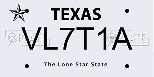 VL7T1A Texas License Plate