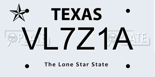 VL7Z1A Texas License Plate