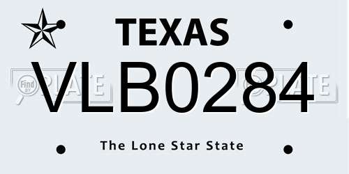 VLB0284 Texas License Plate
