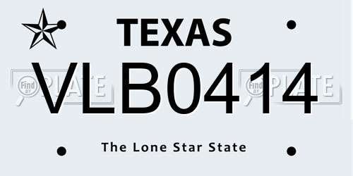 VLB0414 Texas License Plate