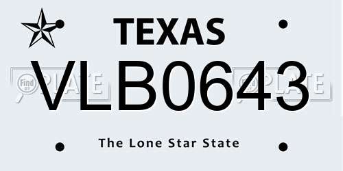 VLB0643 Texas License Plate
