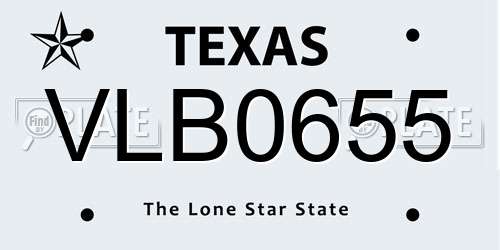 VLB0655 Texas License Plate
