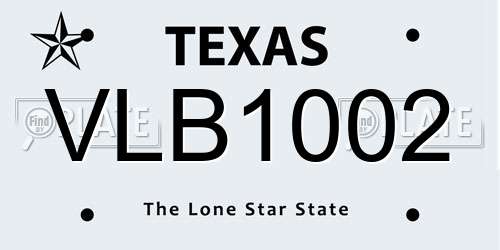VLB1002 Texas License Plate