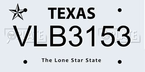 VLB3153 Texas License Plate