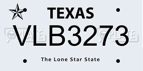 VLB3273 Texas License Plate