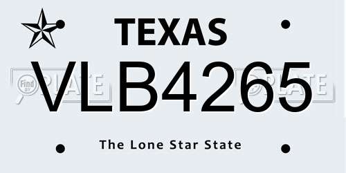 VLB4265 Texas License Plate