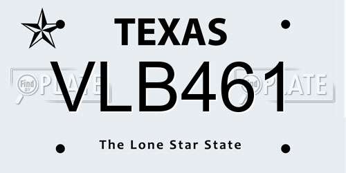 VLB461 Texas License Plate