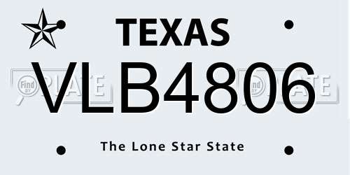 VLB4806 Texas License Plate