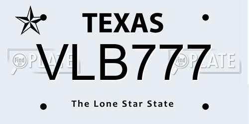 VLB777 Texas License Plate