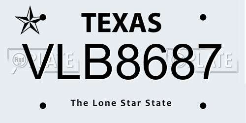 VLB8687 Texas License Plate