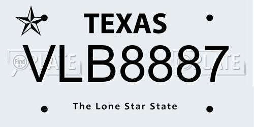 VLB8887 Texas License Plate