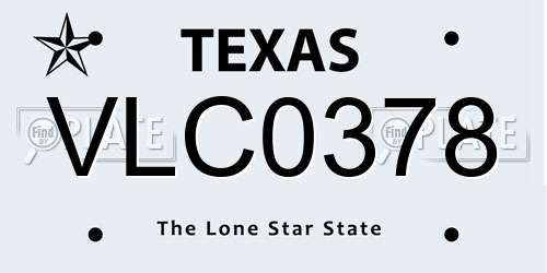 VLC0378 Texas License Plate