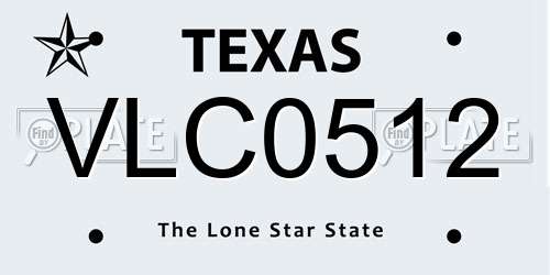 VLC0512 Texas License Plate