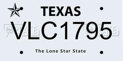 VLC1795 Texas License Plate