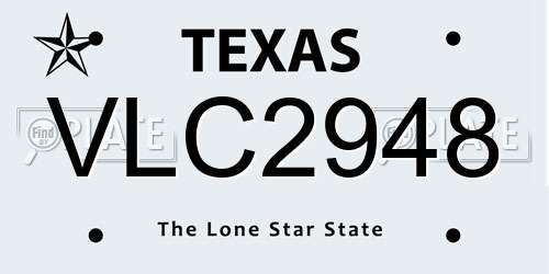 VLC2948 Texas License Plate