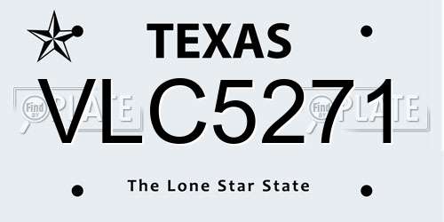 VLC5271 Texas License Plate
