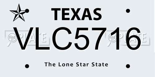 VLC5716 Texas License Plate