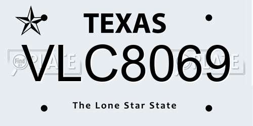 VLC8069 Texas License Plate