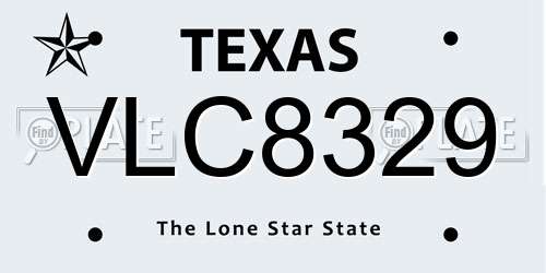 VLC8329 Texas License Plate