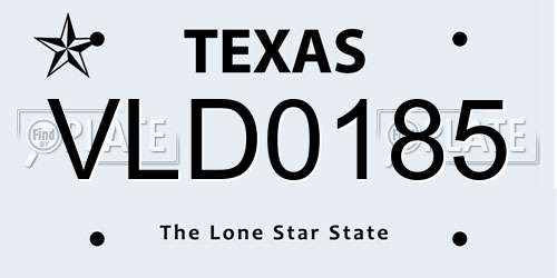 VLD0185 Texas License Plate