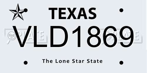 VLD1869 Texas License Plate