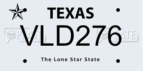 VLD276 Texas License Plate